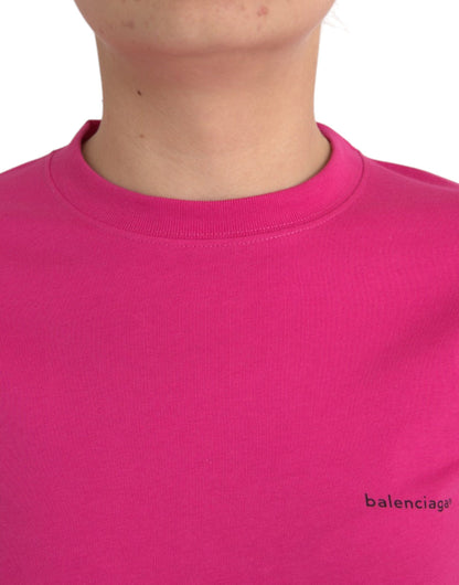 Pink Cotton Crew Neck Short Sleeves Tee Top T-shirt