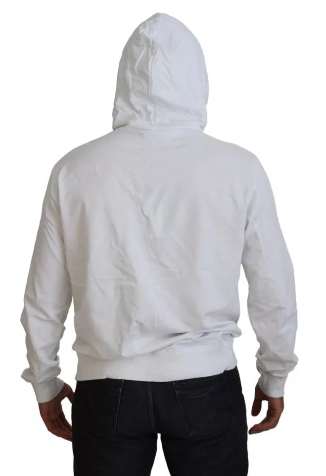 White Cotton Hooded Sweatshirt Sweater