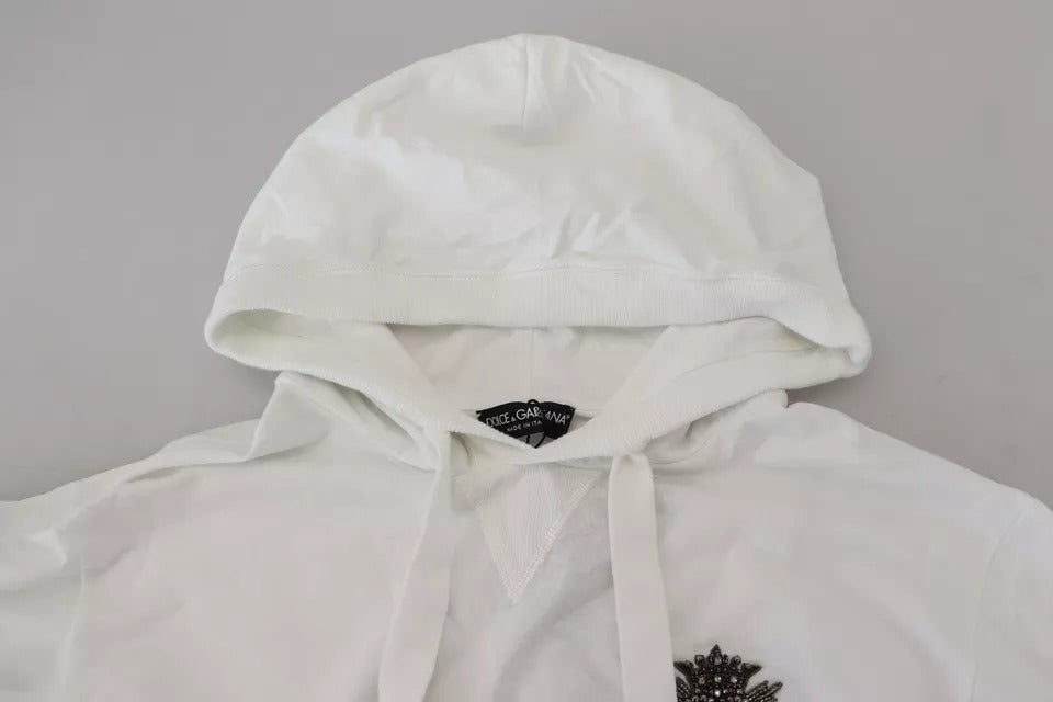 White Cotton Hooded Sweatshirt Sweater