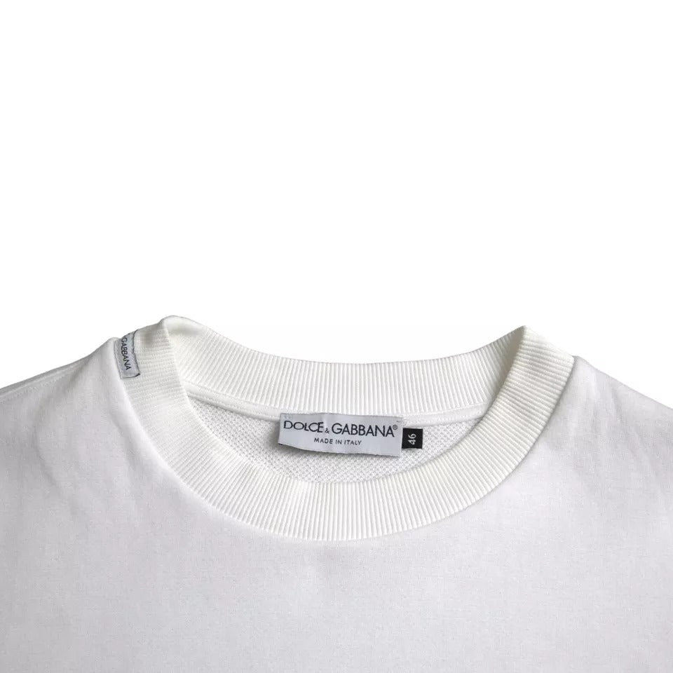 White Cotton Logo Pullover Sweatshirt Sweater