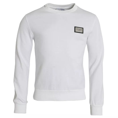 White Cotton Logo Pullover Sweatshirt Sweater