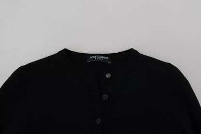 Black Button Down Slim Cardigan Wool Sweater