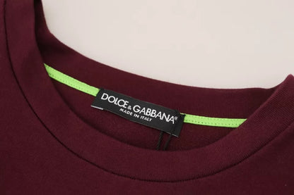 Bordeaux D&G Print Round Neck Cotton T-shirt