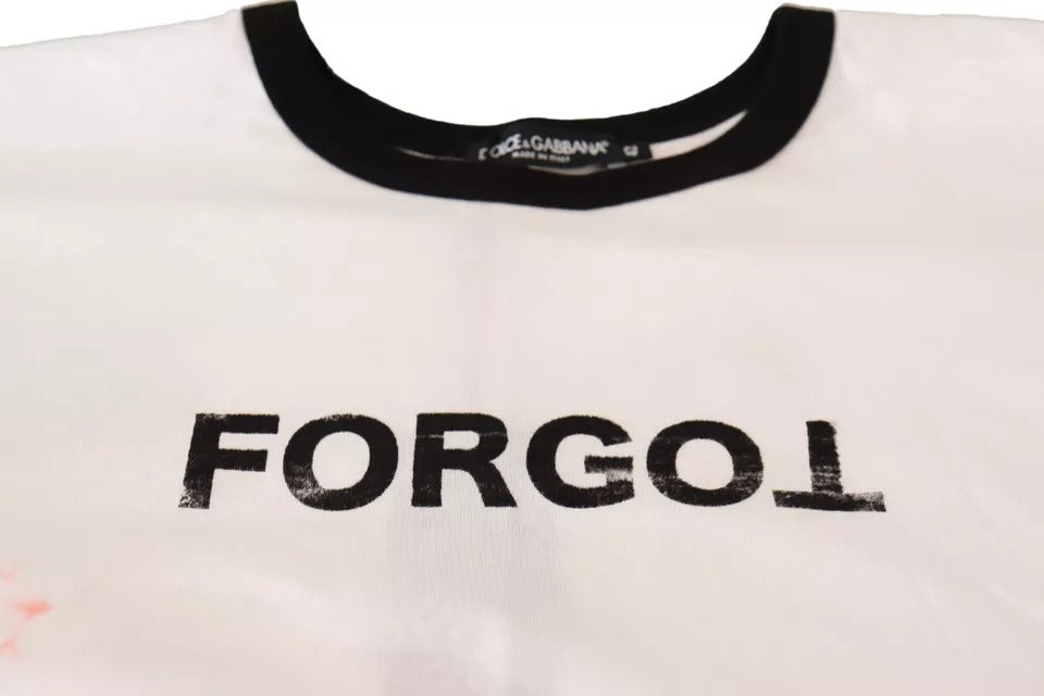 White Forgot Print Short Sleeves Crop T-shirt