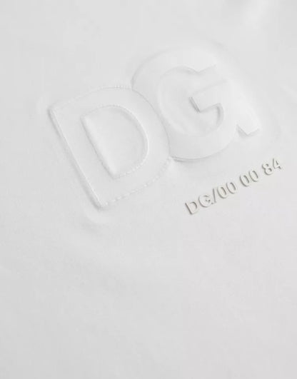 White Logo Embossed Cotton Crewneck T-shirt