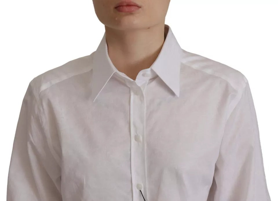 White Cotton Collared Formal Dress Shirt Top