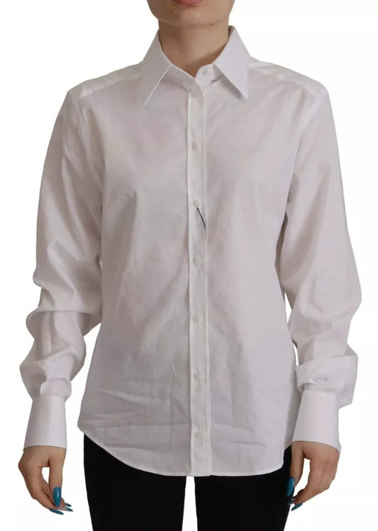 White Cotton Collared Formal Dress Shirt Top