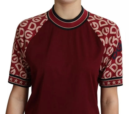 Maroon DG Mania Print Crew Neck T-shirt Top