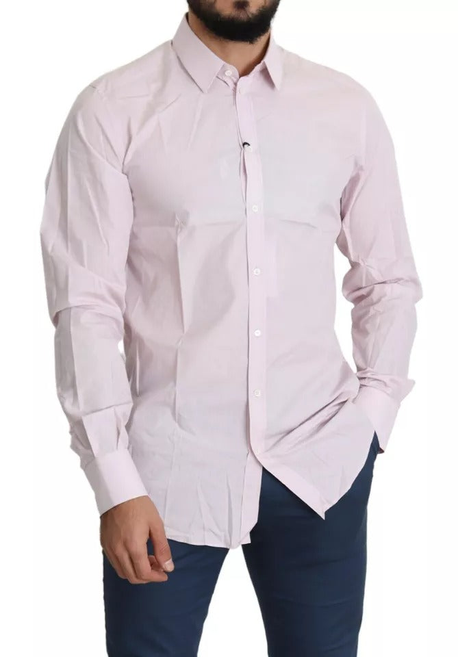 Light Pink Cotton Men Formal GOLD Dress Shirt