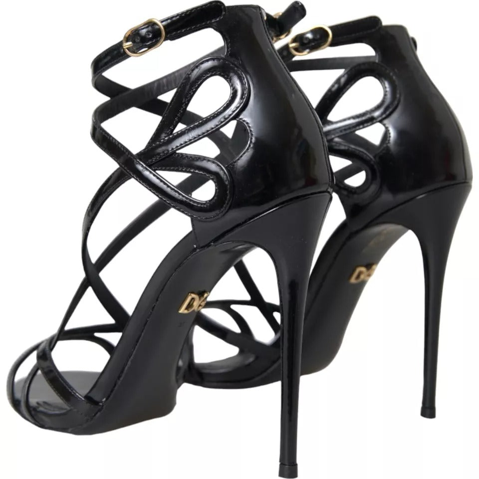 Black Bellucci Leather Heels Sandals Shoes