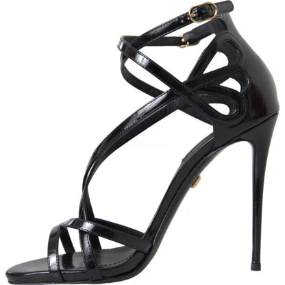 Black Bellucci Leather Heels Sandals Shoes