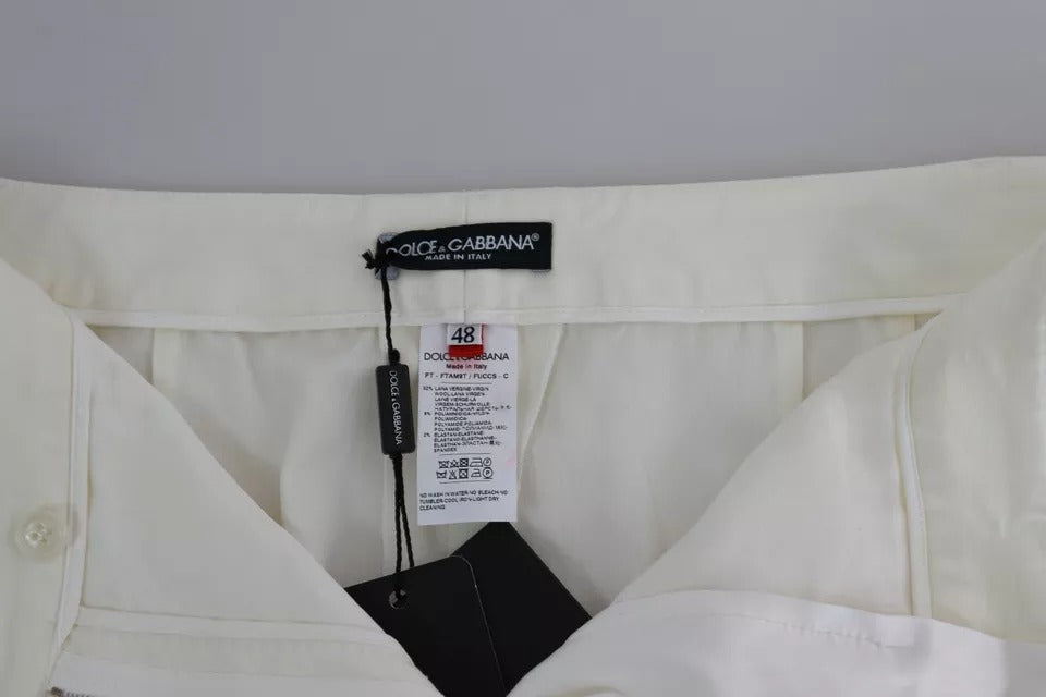 White Wide Leg Virgin Wool Pants