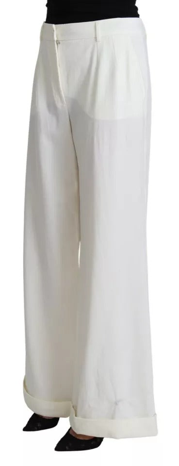 White Wide Leg Virgin Wool Pants