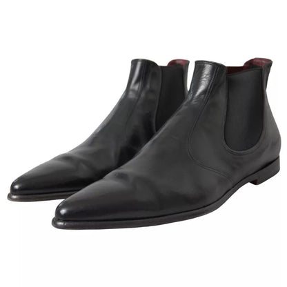 Black Leather Chelsea Men Ankle Boots Shoes