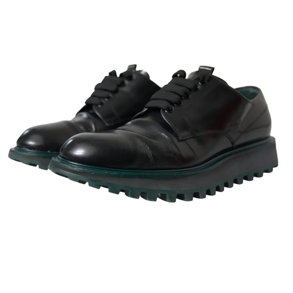 Black Leather Derby Formal Dress Shoes