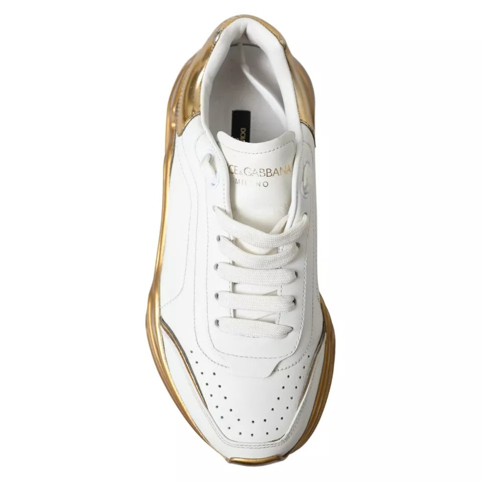 White Gold Low Top Leather Sneakers Daymaster Shoes