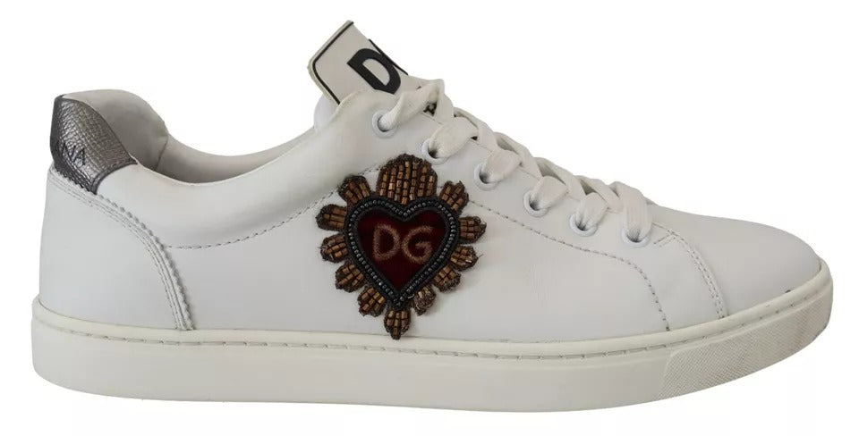 White Leather Heart Low Top Sneakers Casual Shoes