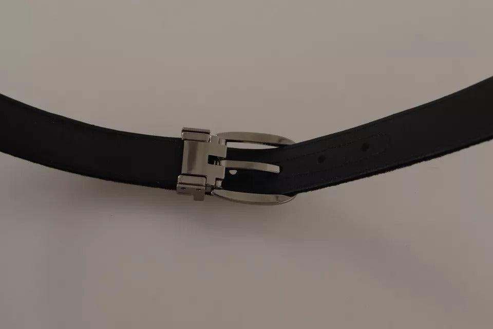 Black Velvet Silver Tone Metal Buckle Belt