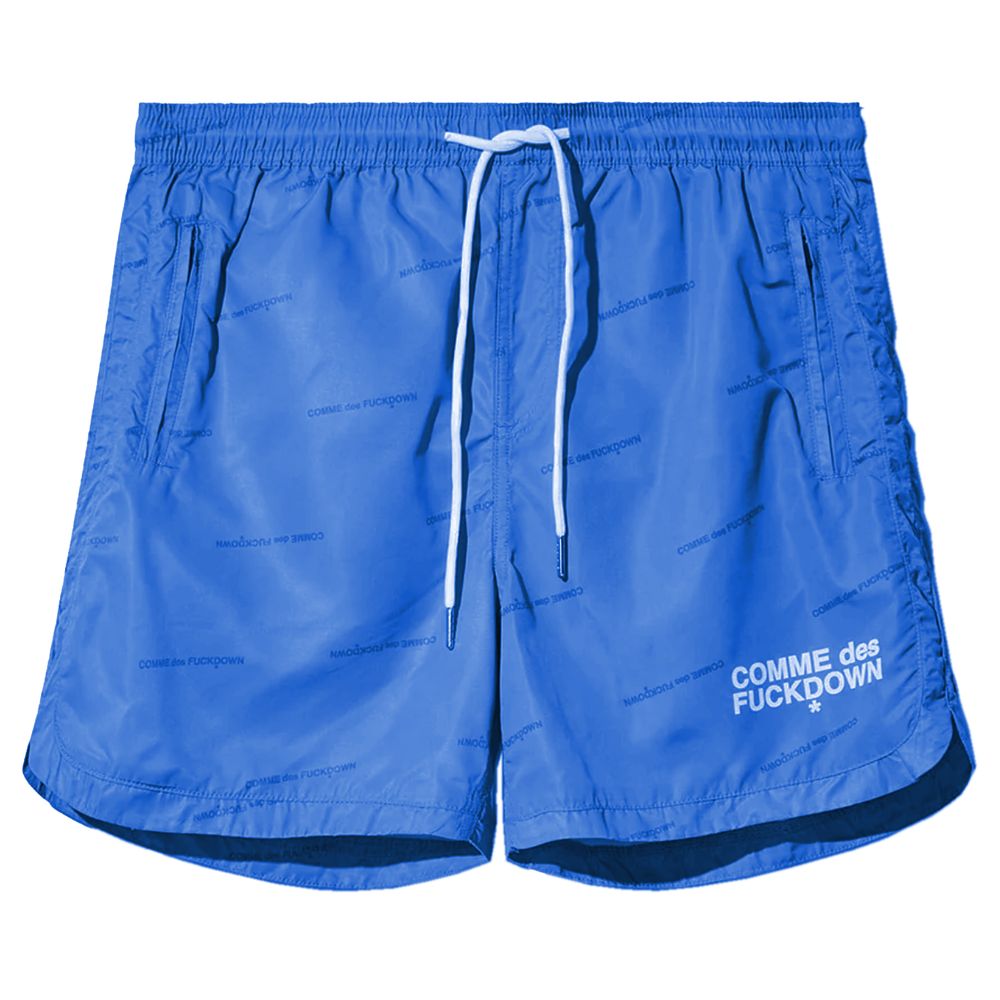 Blue Polyester Men's Swimwear Short