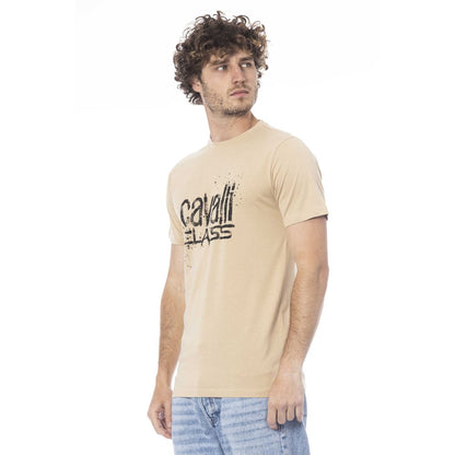 Beige Cotton Men T-Shirt