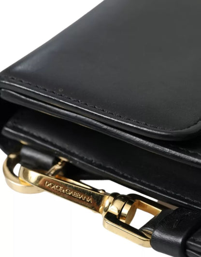 Black Calf Leather Large Logo Document Holder Clutch Men Bag