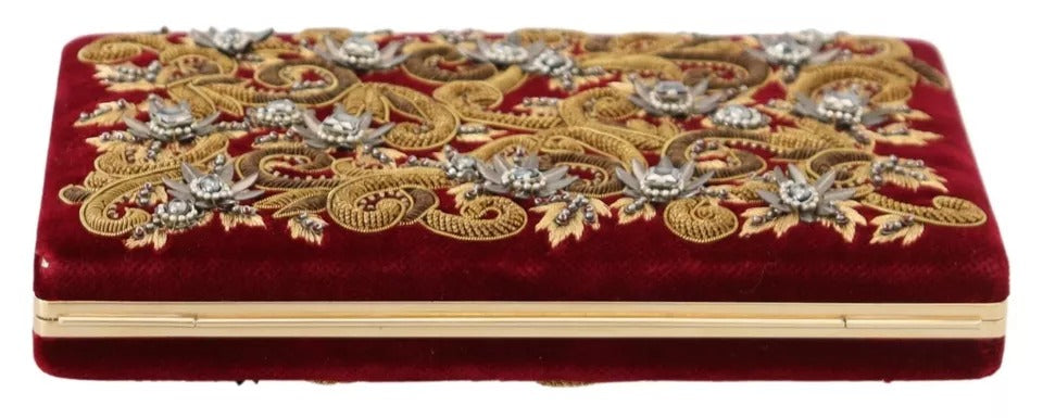 Red Velvet Gold Frame Clutch Evening Party Purse Bag