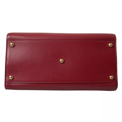 Red Leather Top Handle Crossbody WELCOME Shoulder Bag