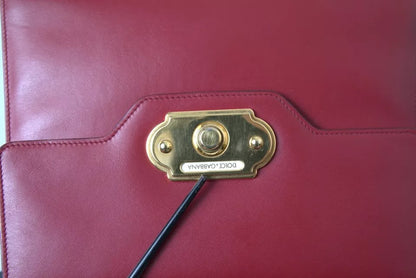 Red Leather Top Handle Crossbody WELCOME Shoulder Bag