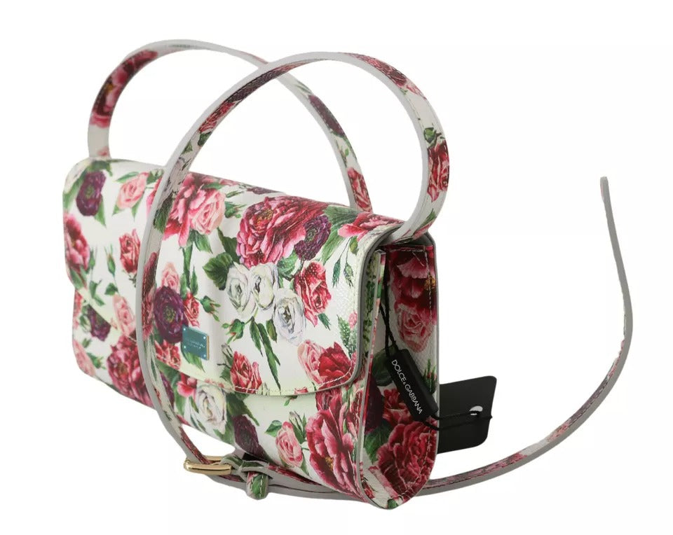 White Purse Clutch Floral Roses Leather Cross Body Bag