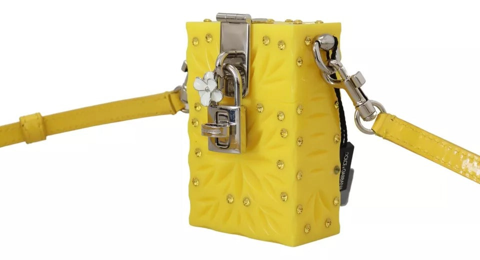 Yellow Plexiglass Crystals Box Padlock Women Clutch Bag