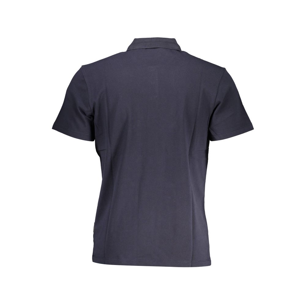 Chic Blue Cotton Polo With Emblematic Detail