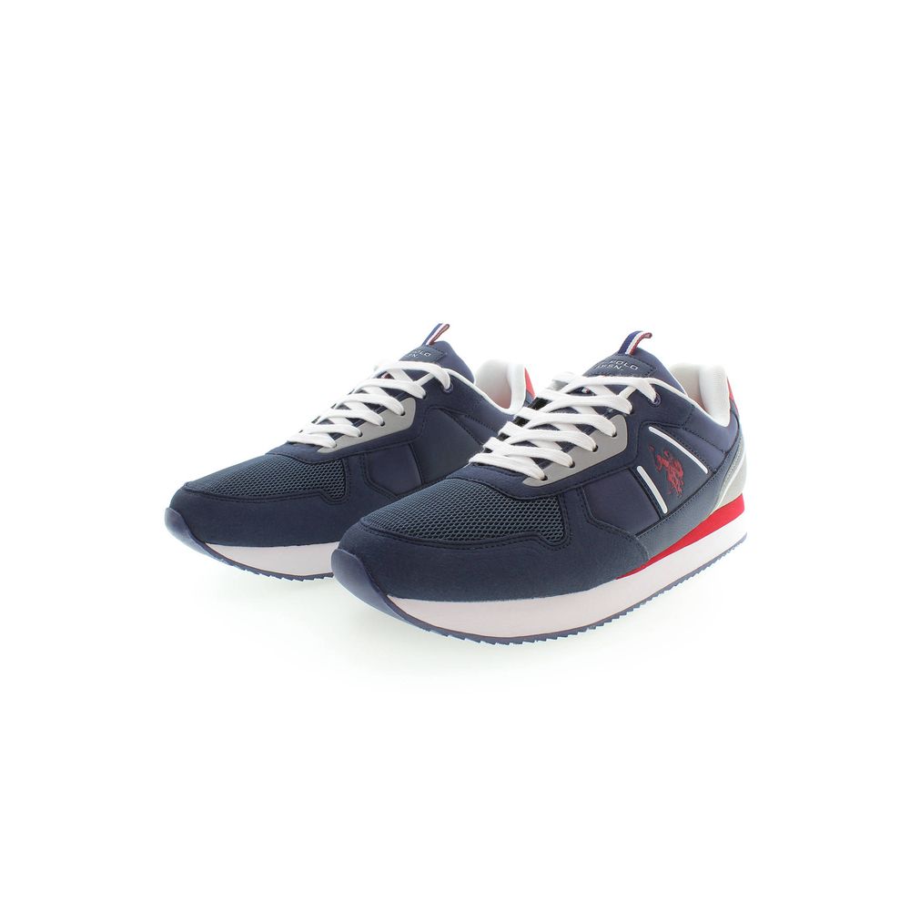 Sleek Blue Sports Sneakers with Contrasting Accents