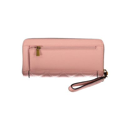 Chic Pink Wallet with Contrast Zip & Logo