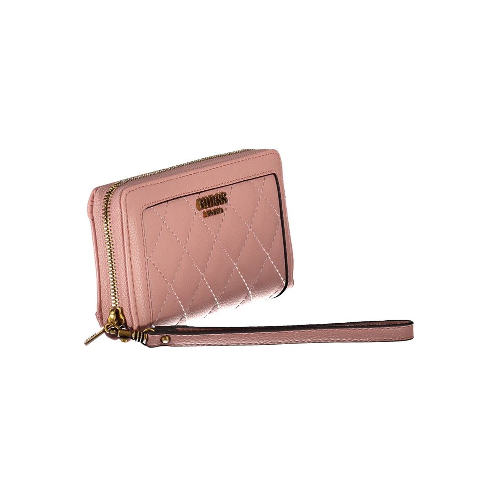 Chic Pink Wallet with Contrast Zip & Logo