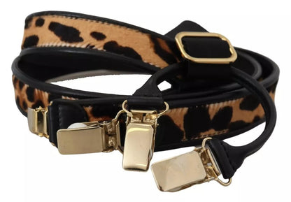 Brown Leopard Gold Clips Women Suspender Belt