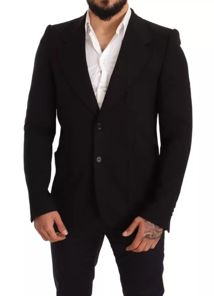 Black Wool Slim Fit Coat Jacket Blazer