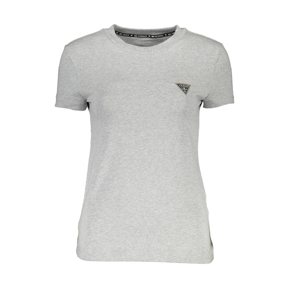 Chic Gray Crew Neck Logo Tee