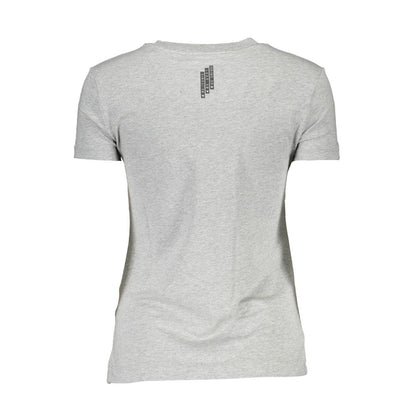 Chic Gray Crew Neck Logo Tee