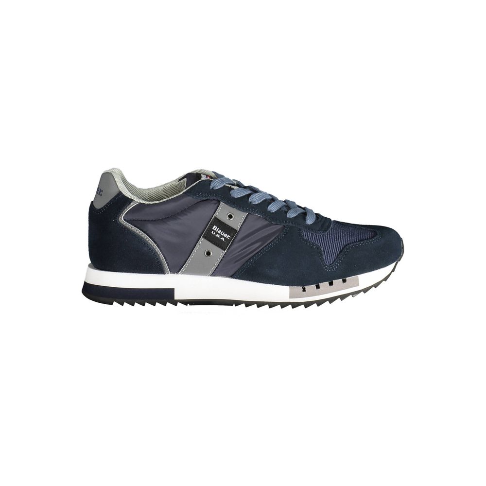 Sleek Blue Sports Sneakers with Contrasting Details