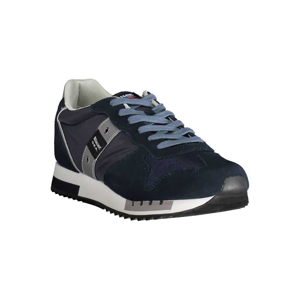 Sleek Blue Sports Sneakers with Contrasting Details