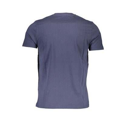 Blue Cotton Casual Round Neck Tee