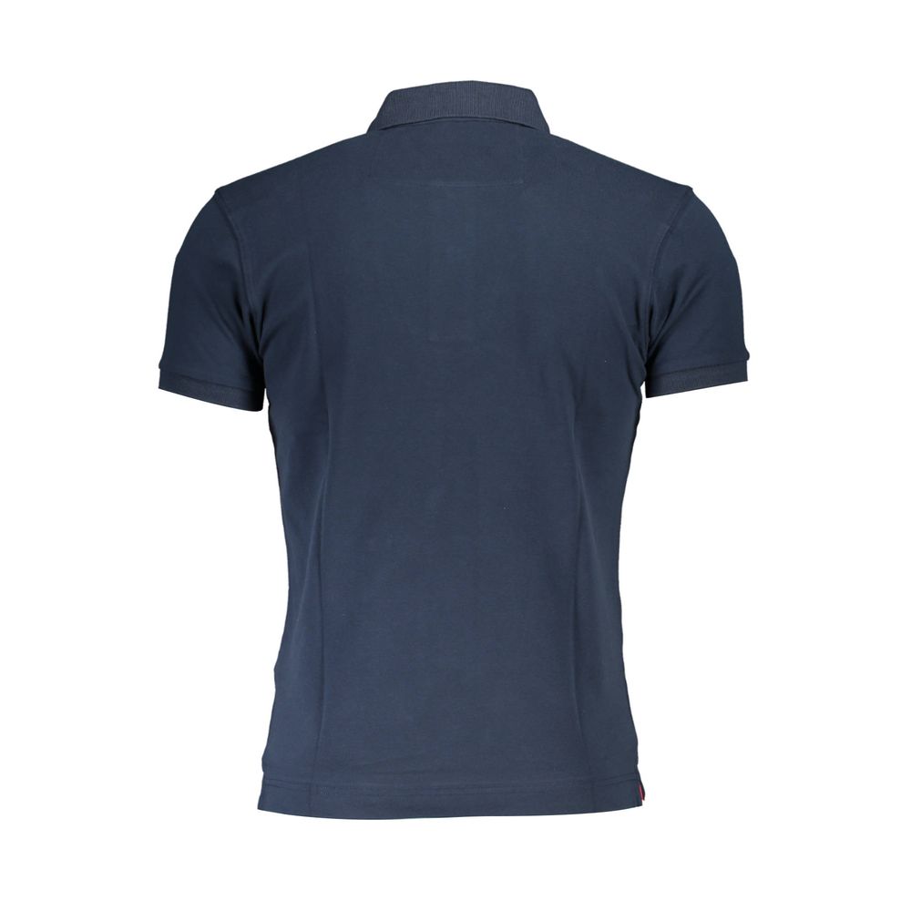 Elegant Slim-Fit Blue Polo with Contrasting Details