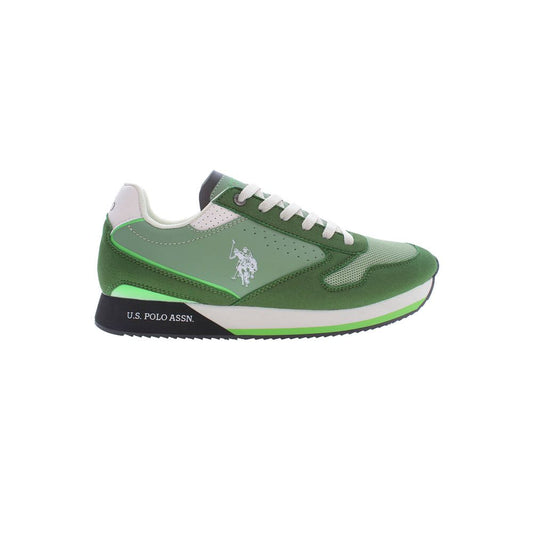 Sleek Green Sneakers with Iconic Logo Accents