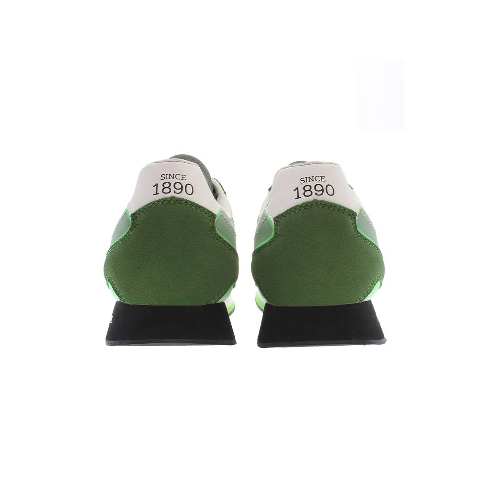 Sleek Green Sneakers with Iconic Logo Accents