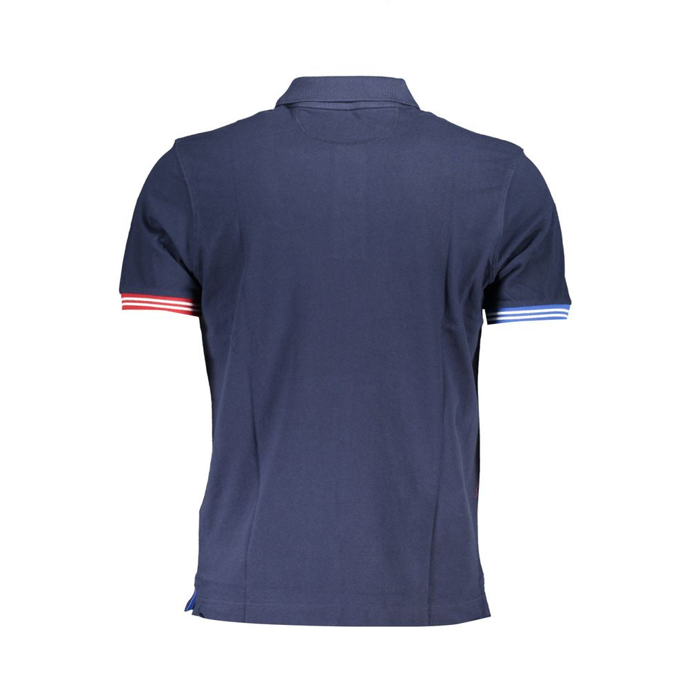 Elegant Blue Contrast Detail Polo Shirt