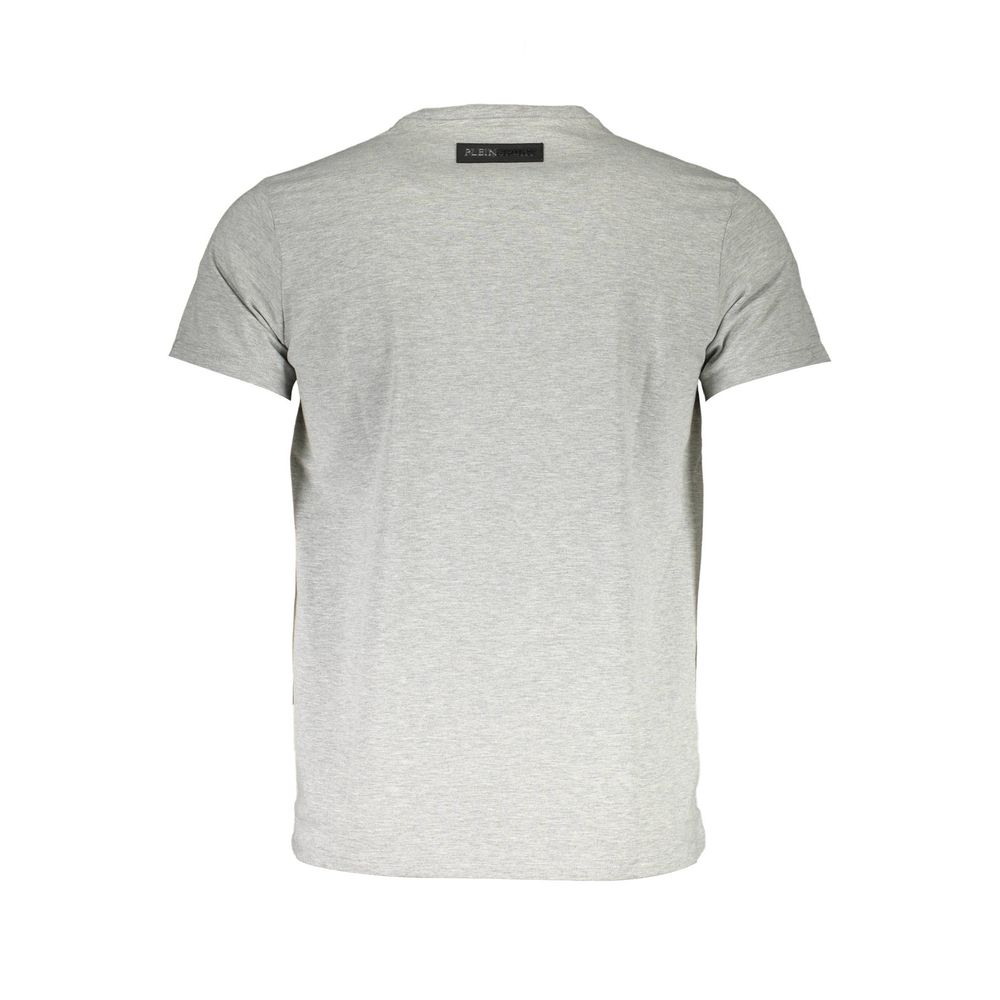 Sleek Gray Crew Neck Cotton Tee