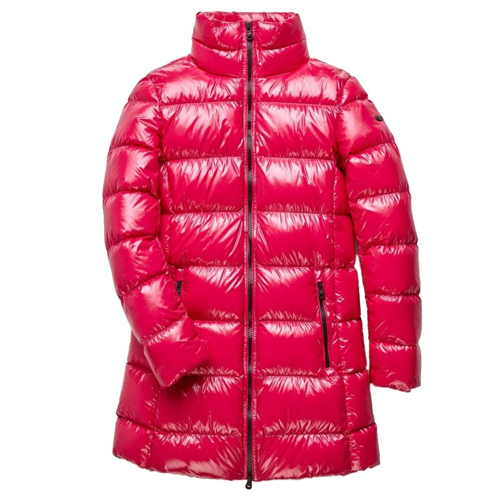 Fuchsia Shimmer Long Down Jacket