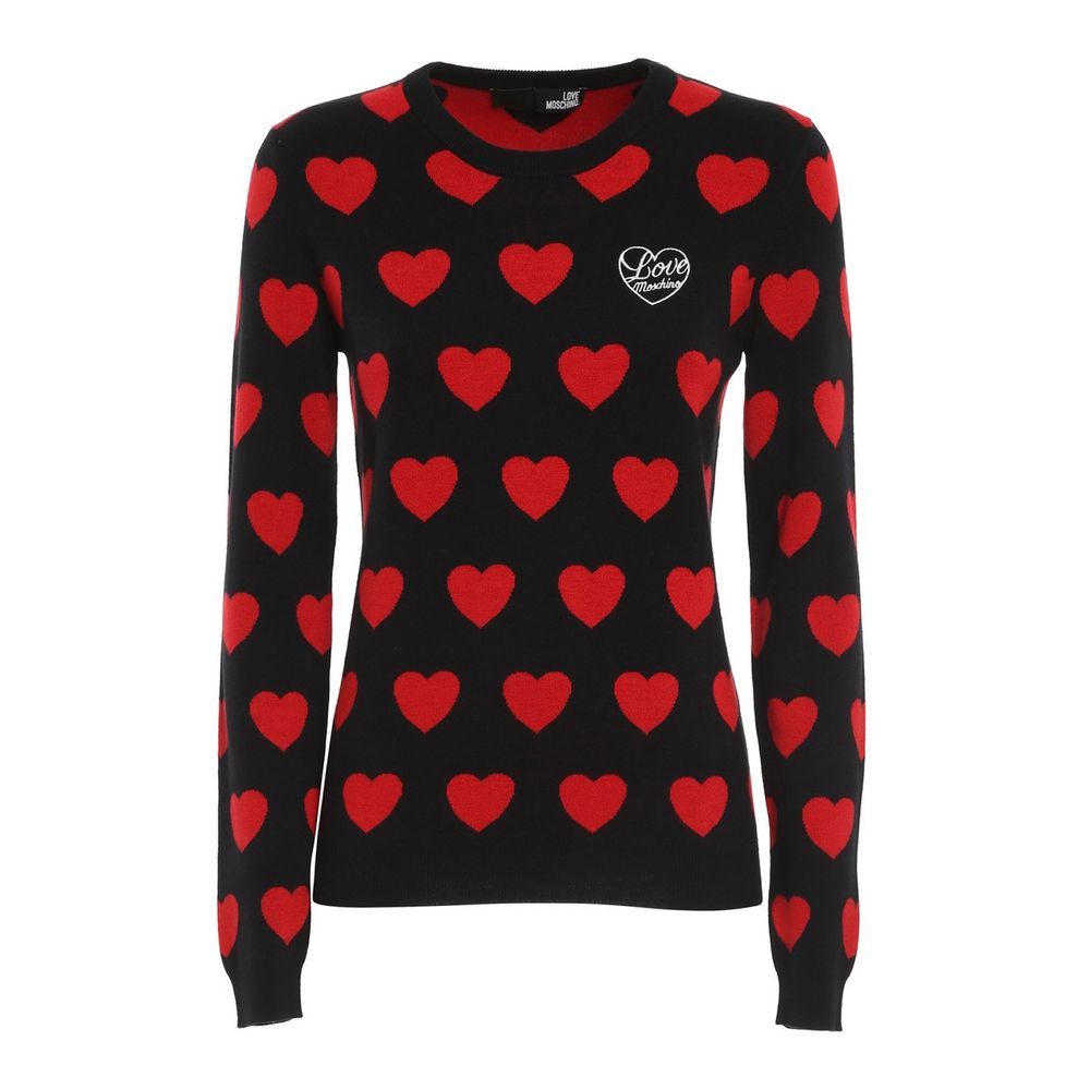 Chic Black Heart Pattern Sweater