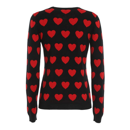 Chic Black Heart Pattern Sweater