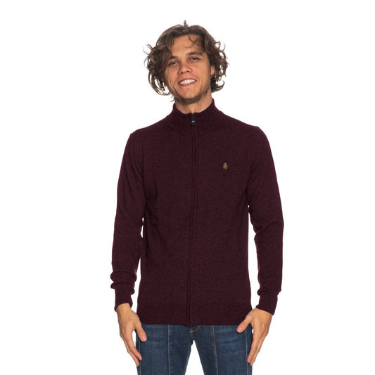 Red Wool Men Cardigan